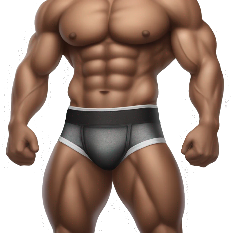 gay bodybuilder with mustache in jockstrap realistic emoji