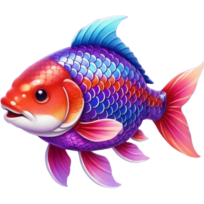 color gradient between red and purple glitter cute happy carp emoji