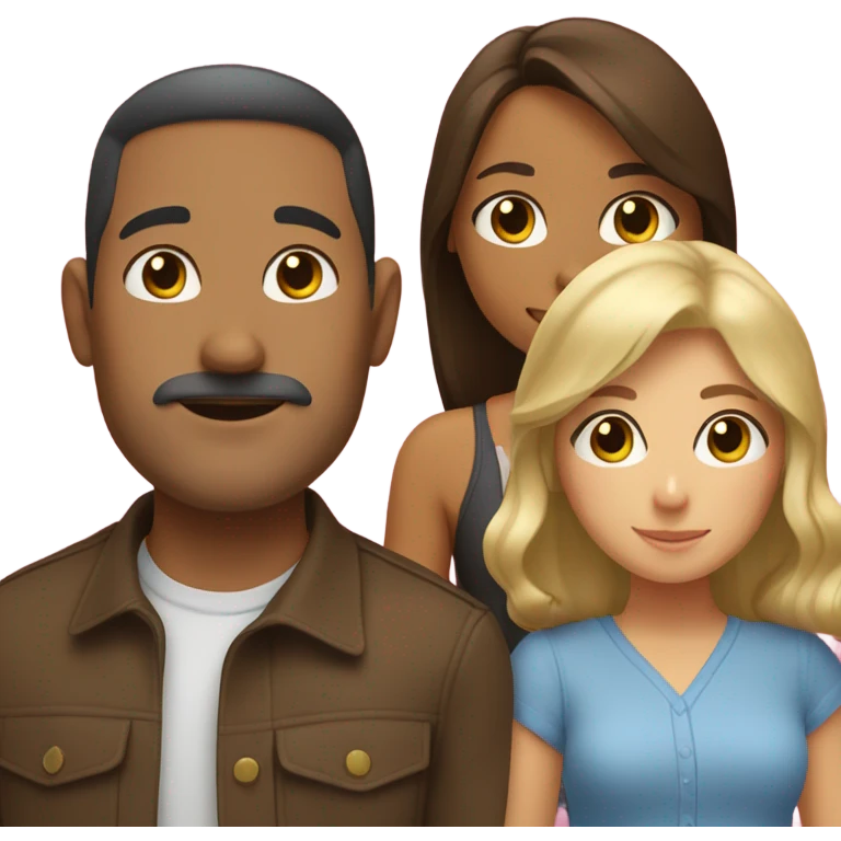 Puerto rican beard short brown hair  with blond long hair woman and brown long hair girl Family  emoji