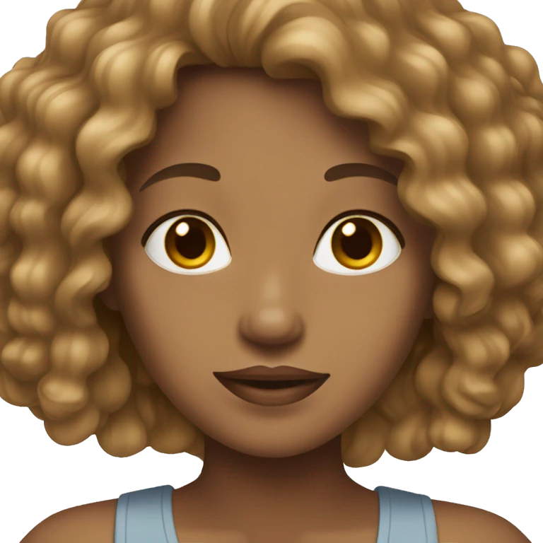 woman light brown skin long dark curly hair emoji