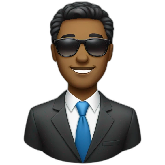 Black haired businessman wearing sunglassesai emoji