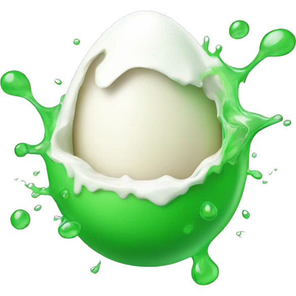 green long emoji with a eggshell white liquid bursting out of it emoji