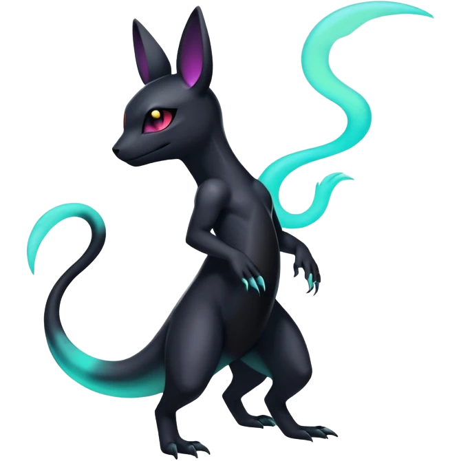 Dark Edgy Pastel Colorful Glowing Nano Neon Shiny Salandit-Umbreon-Fakémon-hybrid-creature (full body)  emoji