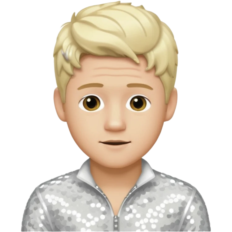 Niall Horan from One Direction with light skin, blonde hair, white sequin outfit emoji