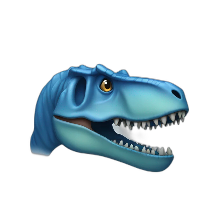 Blue T-rex jawless emoji