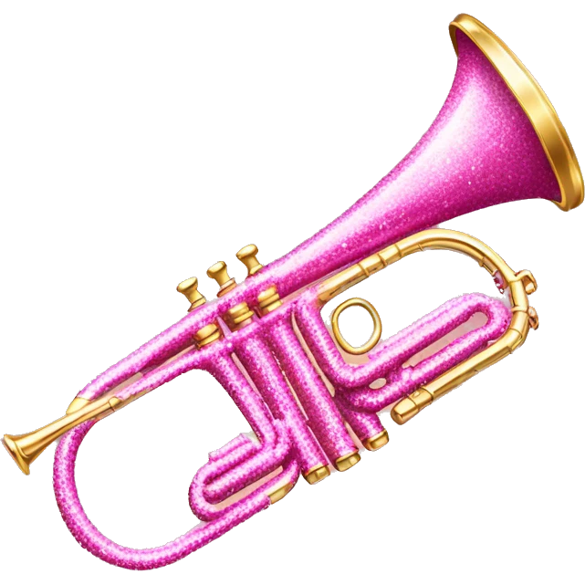 Pink glittery sparkling trumpet tooting emoji