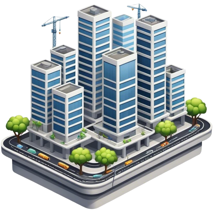 Buildings constructed on a large platform, with each structure elevated and connected, creating a unique, organized urban space emoji