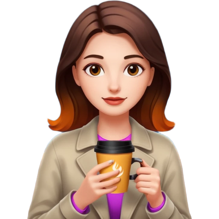 Woman with coffee , coffe shopwith  neon glow, Midnight Wander. emoji