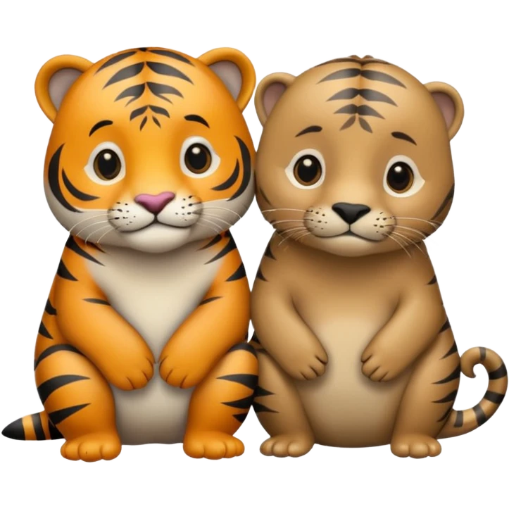 tiger and a little grey sea lion in love emoji