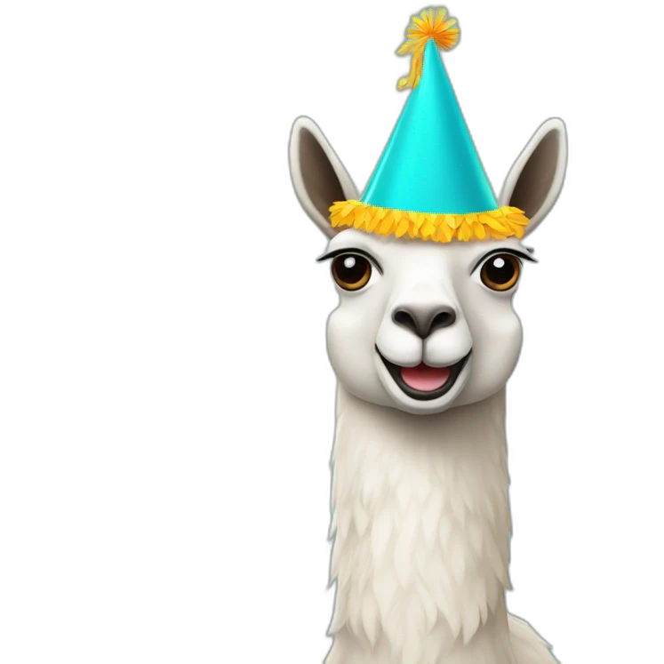 Lama with party hat emoji