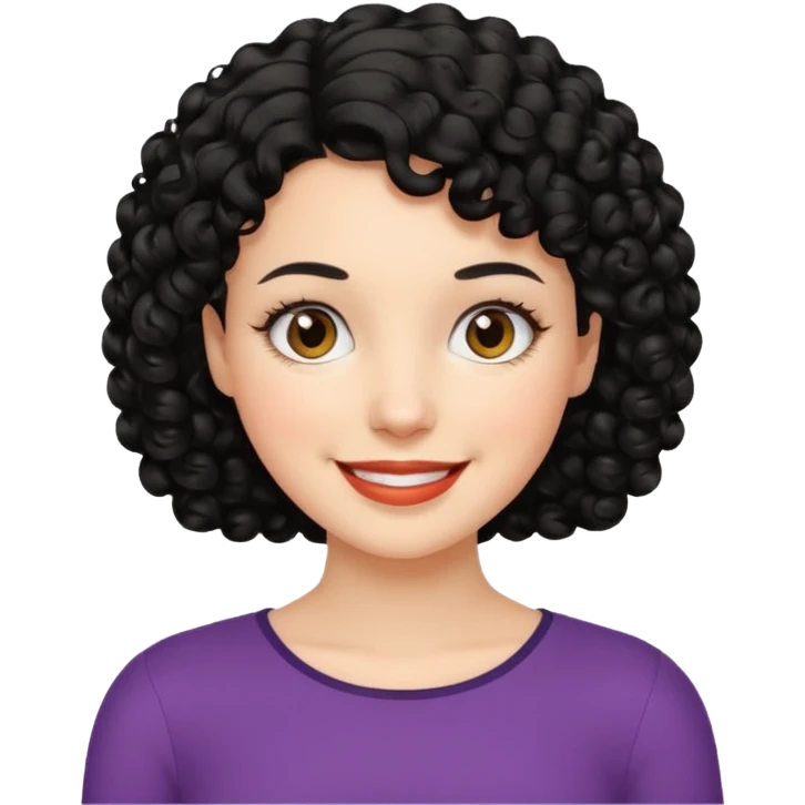 mujer blanca con cabello corto rizado negro emoji