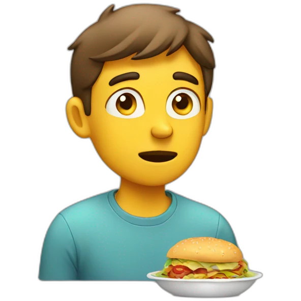 Guy thinking about food emoji