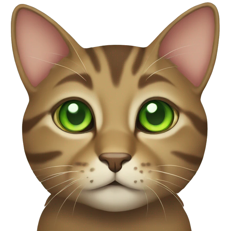 Tabby brown cat with green eyes and green collar  emoji