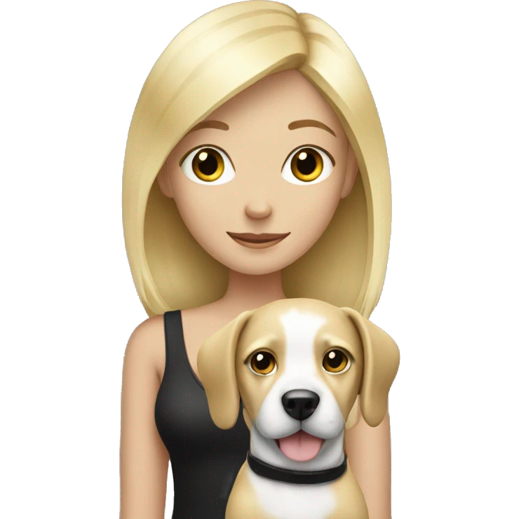 blonde girl with black and white dog emoji