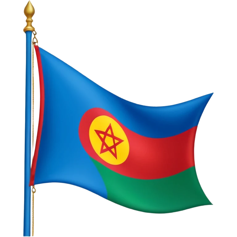 emoji de bandera gitana azul verde y círculo rojo en el centro emoji