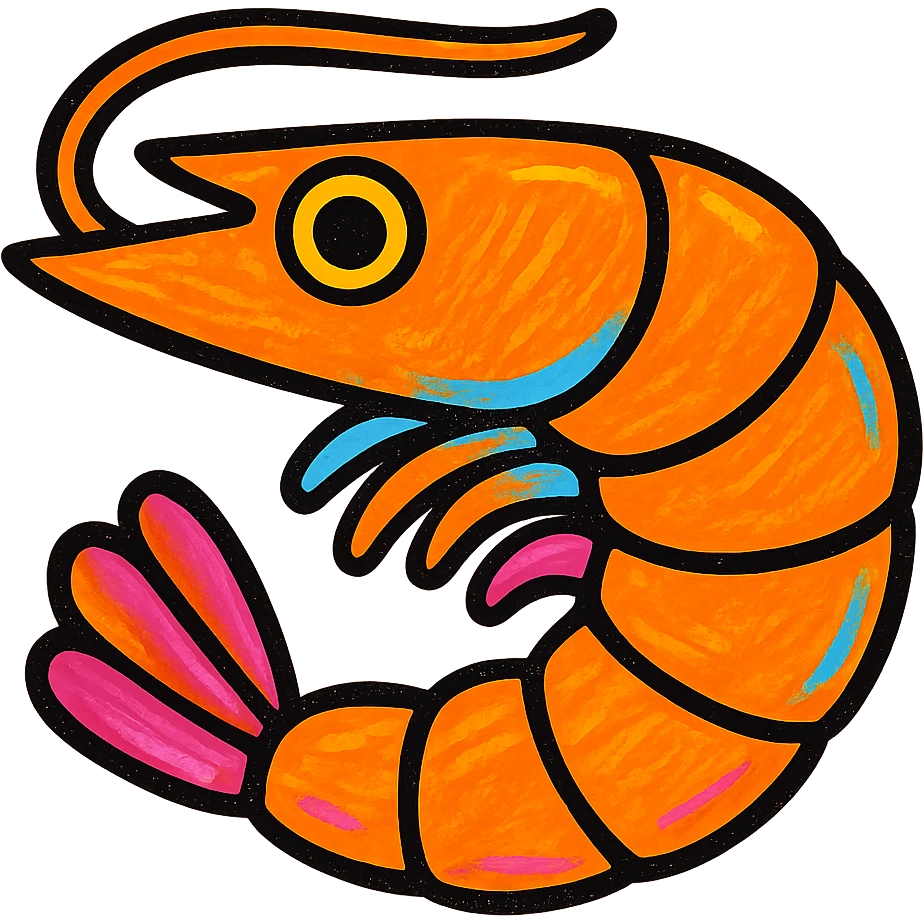 stylized and bold orange shrimp emoji