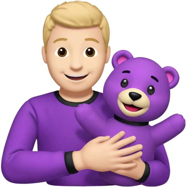 Bok the Hand Puppet from The Wiggles with purple bear puppet emoji