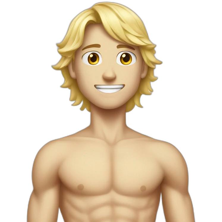 A skinny muscular white and blonde teens in his 20 emoji