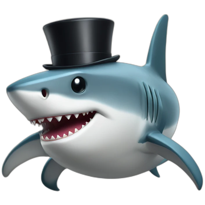 Shark with a top hat I emoji