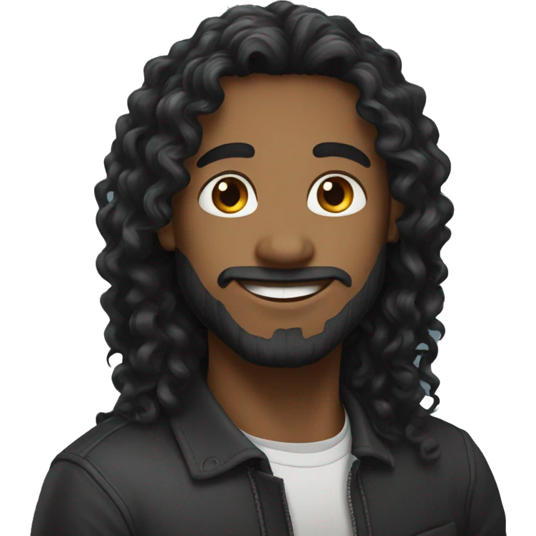 curly black long hair emoji