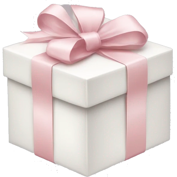 white Christmas present box with pale pink tying emoji