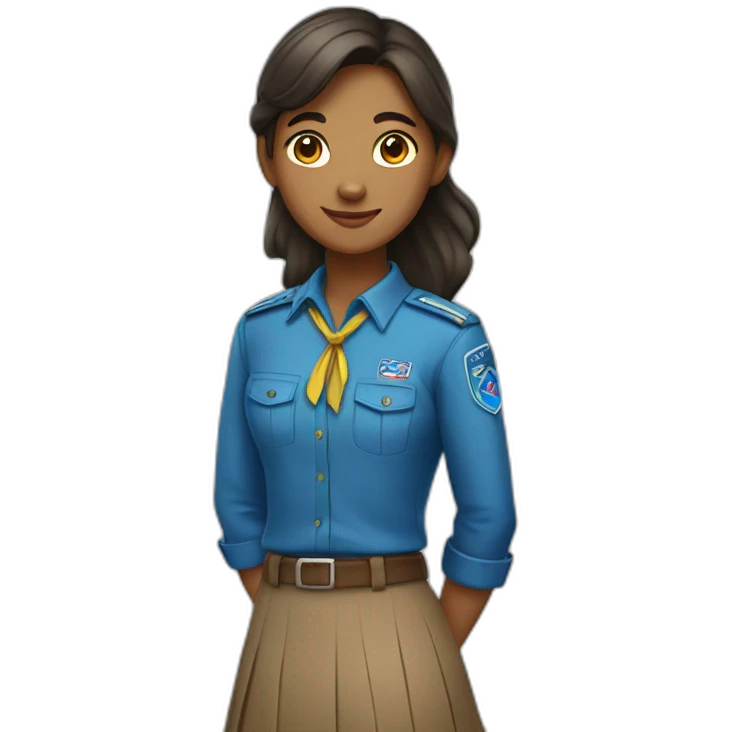 Scout girl with blue shirt with skirt  emoji