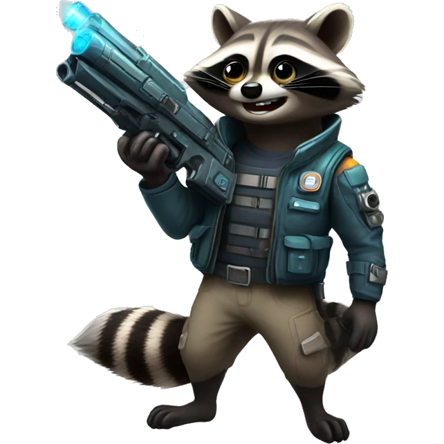 Raccoon with super hyper space gun emoji