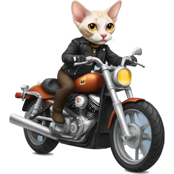 Devon Rex cat riding a Harley  emoji