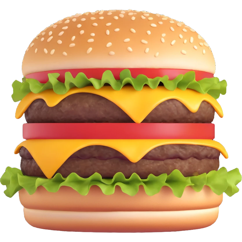 3D illustration of a burger with a bite taken out, showing layers, realistic style emoji