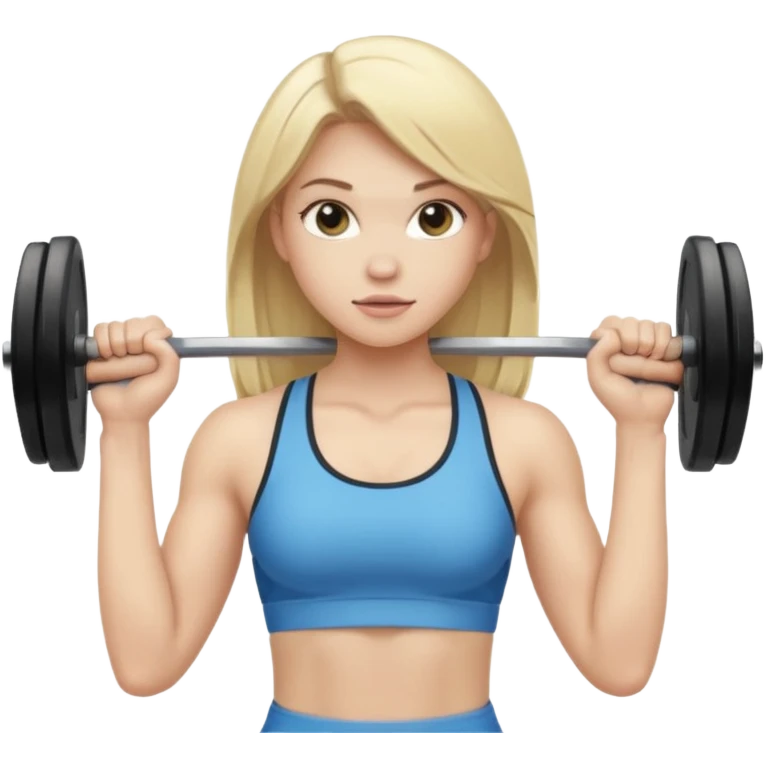 pale gym girl with blonde straight hair lifting weights emoji
