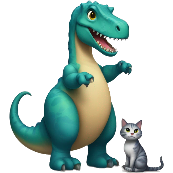 A dinosaur holding a cat  emoji