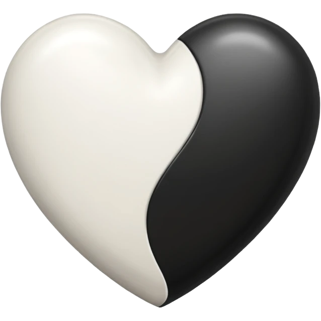 half white, half black heart emoji emoji