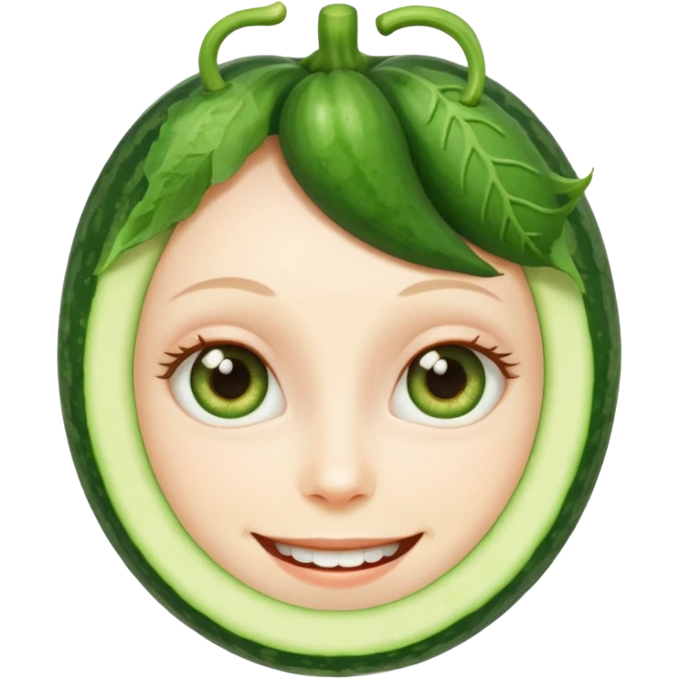 A smiling face with cucumber eyes emoji