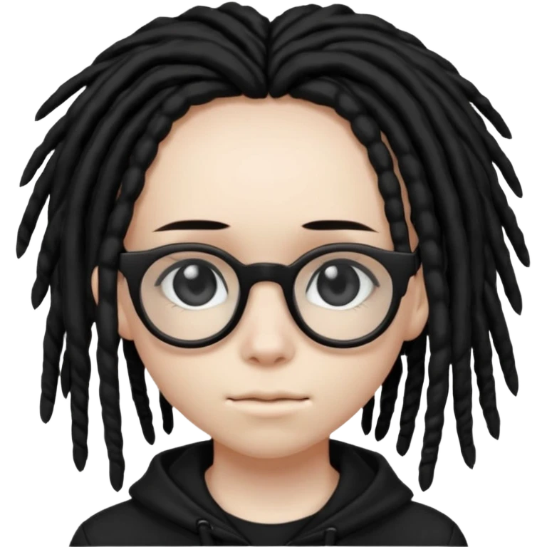 Black Emo teen with dreads and glasses emoji