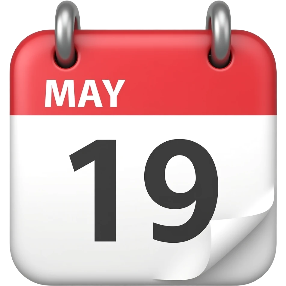 A calendar emoji with 9 May on it emoji