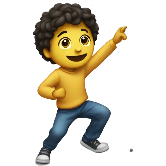 boy dancing near a marker board emoji