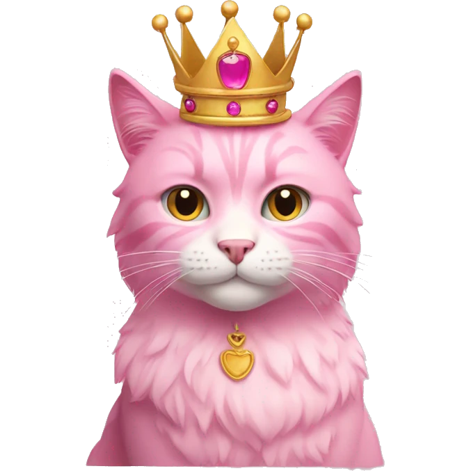 Pink cat with crown  emoji