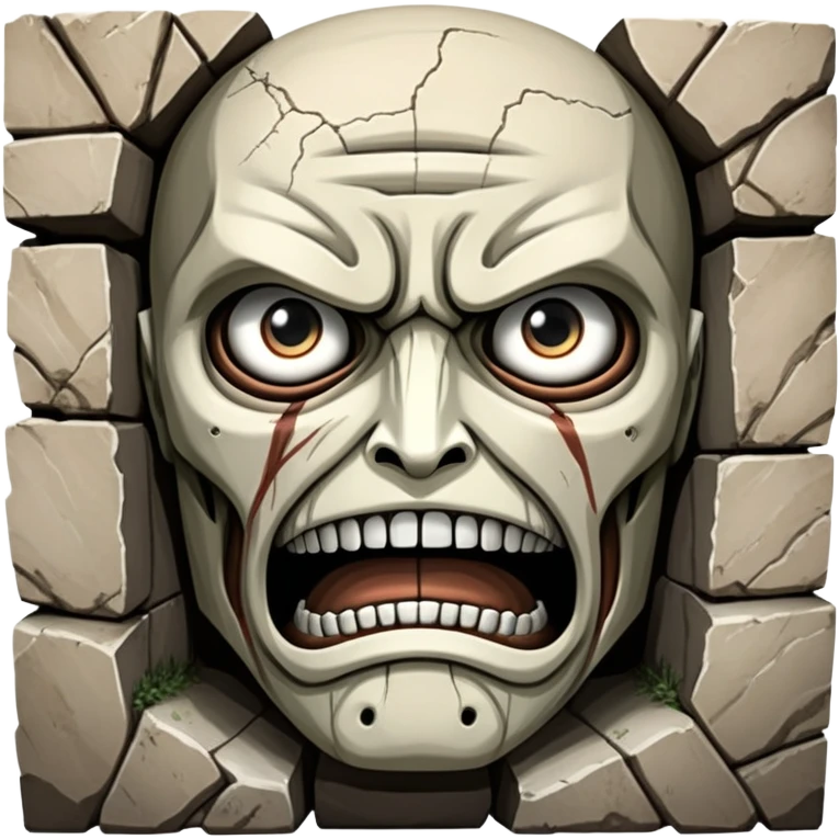 Colossal wall from Attack on Titan with giant faces embedded in it emoji