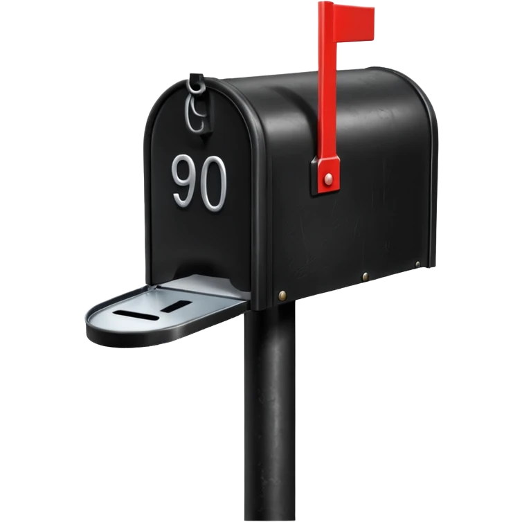 black mailbox with №90210 on black post emoji