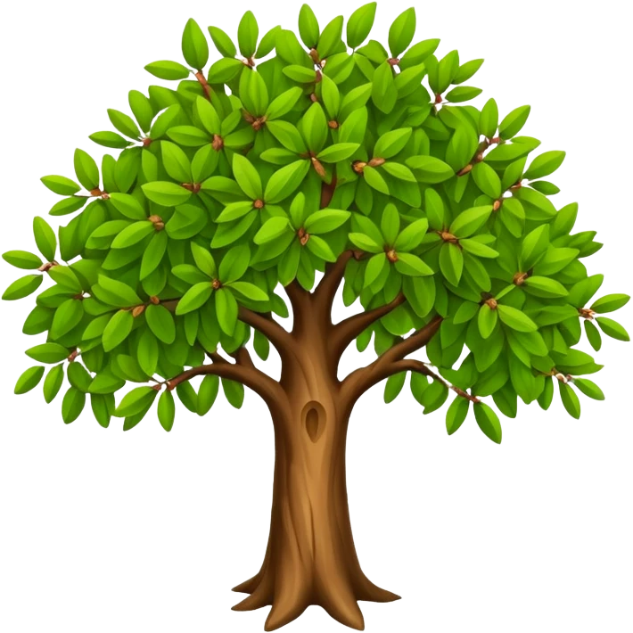 big almond tree with almost green leaves emoji