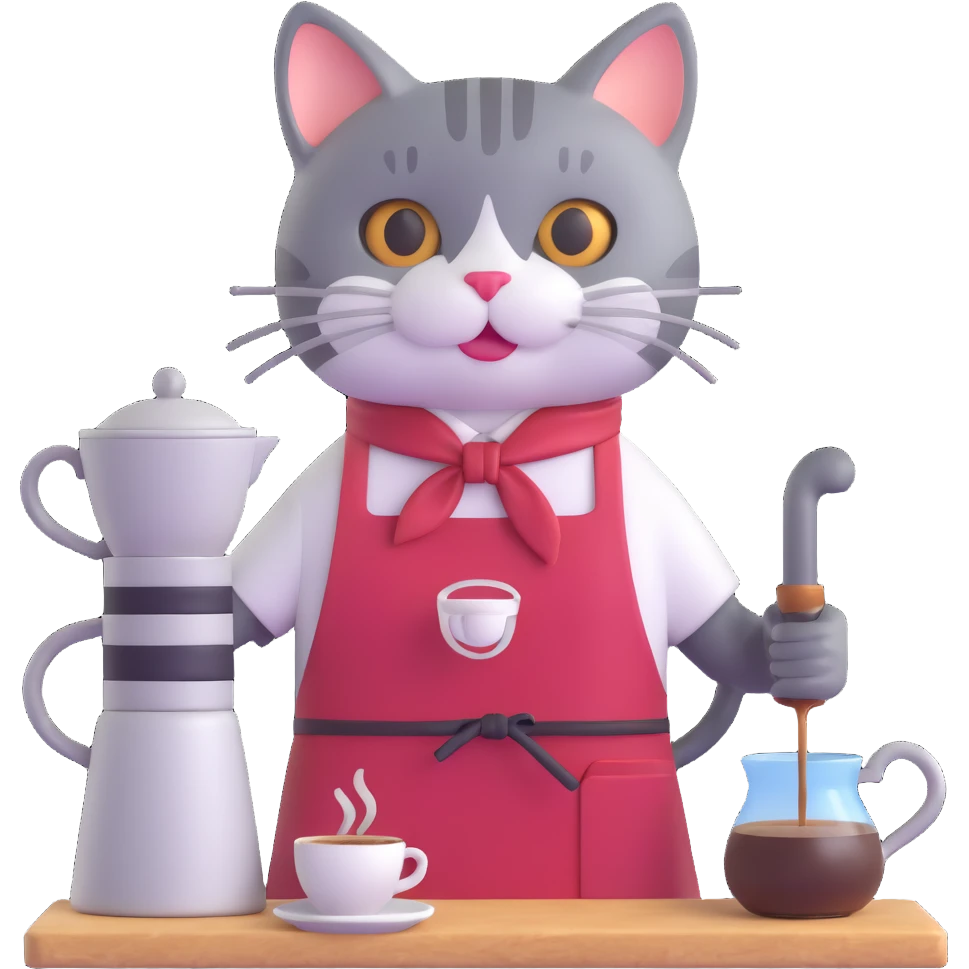 cat barista making coffee emoji