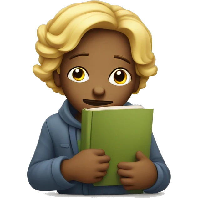 bored demotivated book worm young student emoji