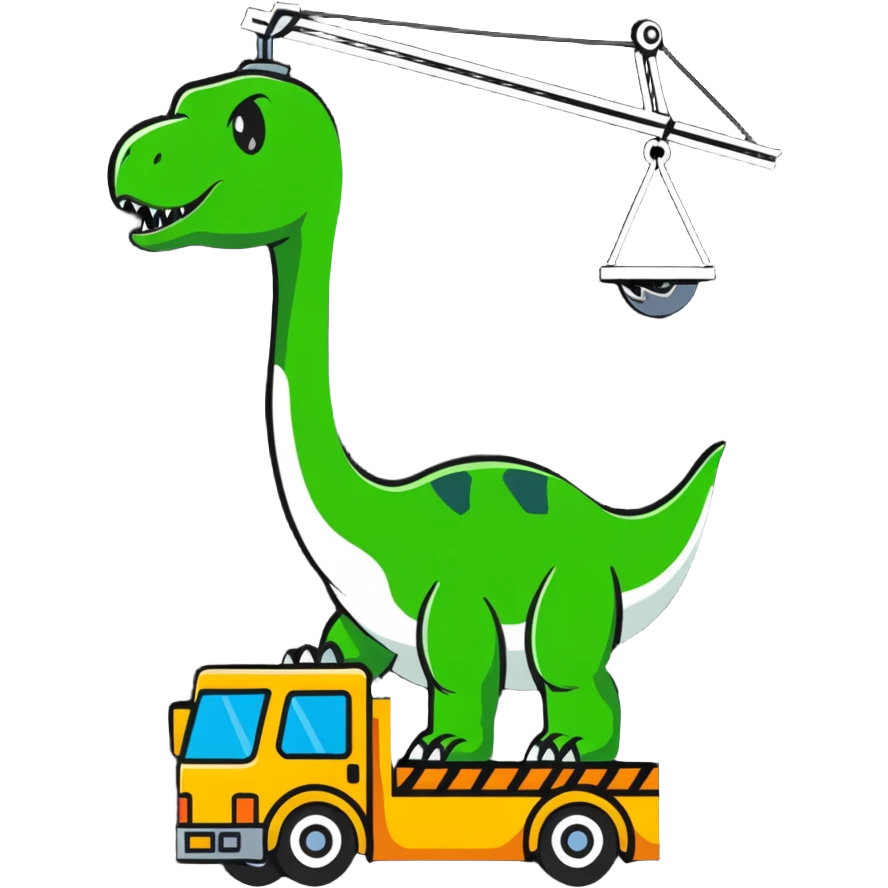 Crane lifting dinosaur emoji