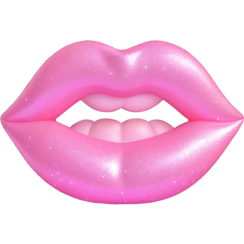 shimmery pastel pink lips mark, surrounded by sparkles, kawaii feel, 3D style emoji