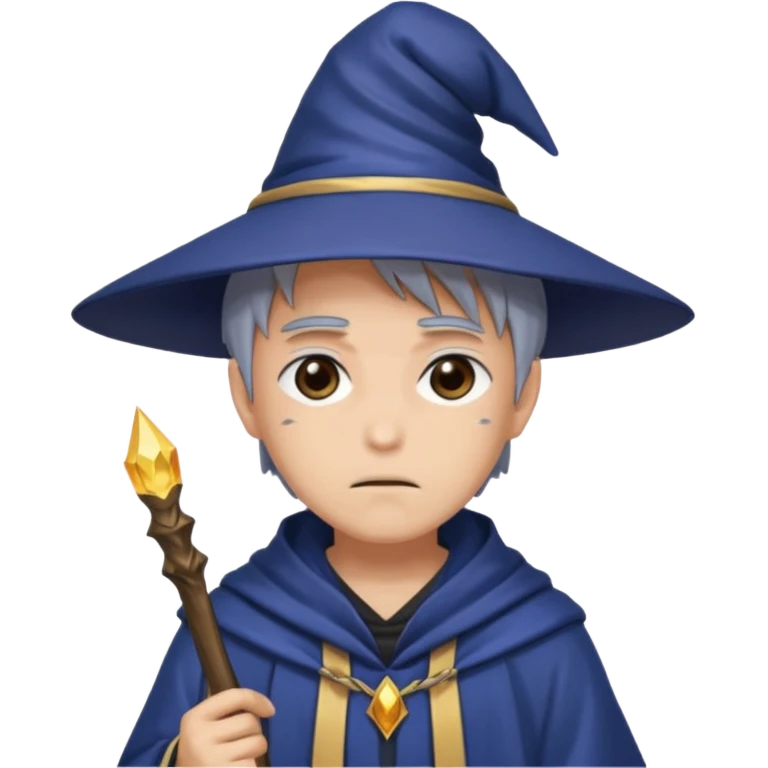 Anime very mysterious wizard, sad, no backhround emoji