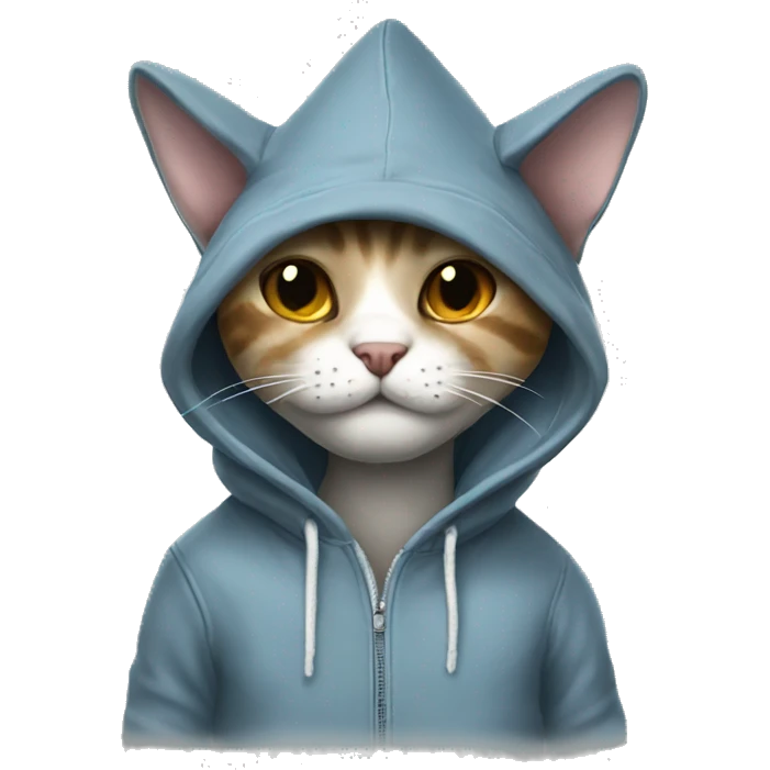 Cat wearing shark hoodie realistic  emoji