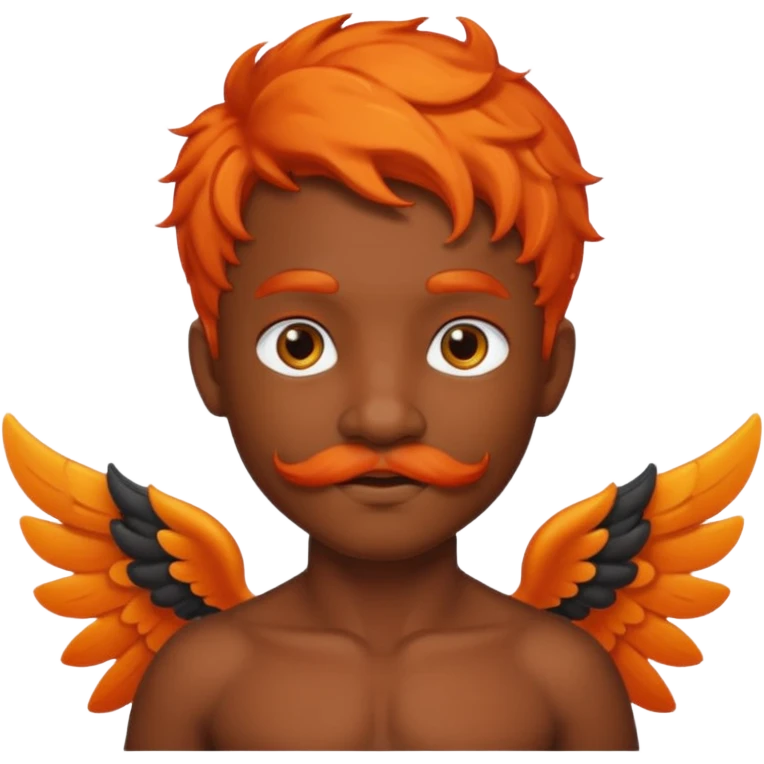 Black cupid with orange hair and mustache emoji