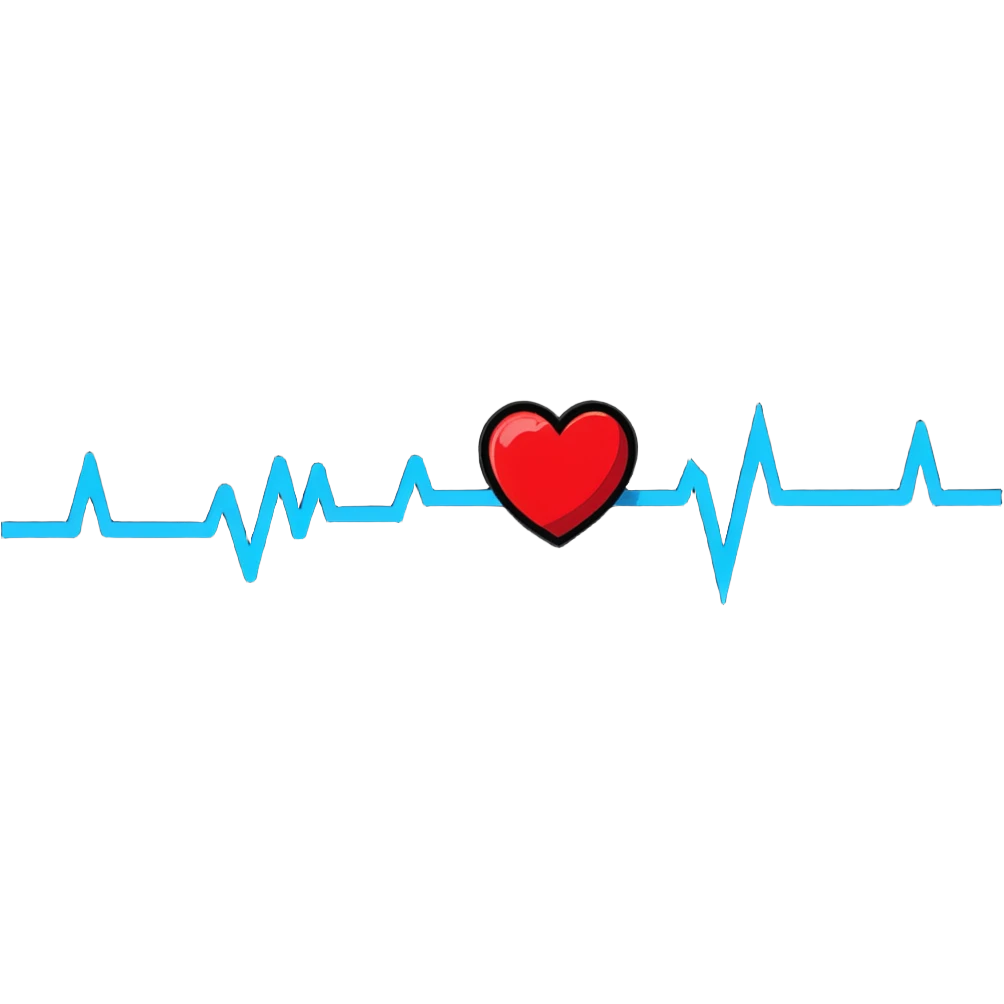heart with blue and red heartbeat ECG line emoji