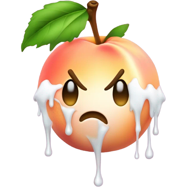 Peach dripping white towards the middle to the end emoji