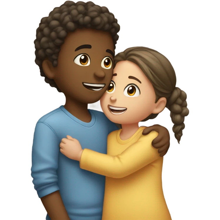 Tender moment between a girl and boy emoji